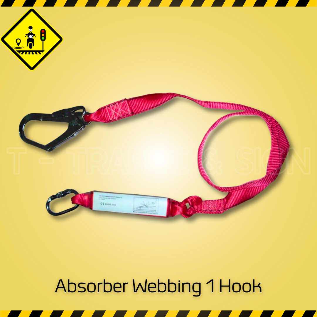 เชือกเซฟตี้กันตกแบบสายผ้า Absorber Webbing พร้อมตะขอ 1 หัว | อุปกรณ์นิรภัยกันตกสำหรับงานที่สูง